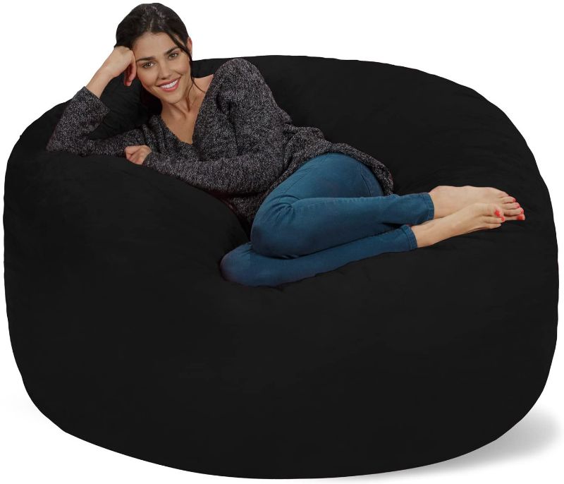 Photo 1 of  Giant 5' Memory Foam Furniture Bean Bag - Big Sofa with Soft Micro Fiber Cover - Black