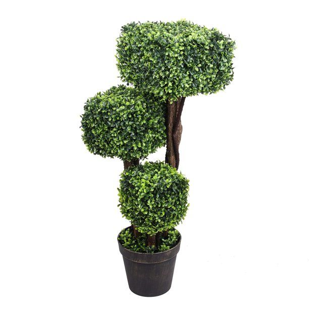 Photo 1 of Artificial Square Shape Boxwood Topiary Tree Fake Plant for Home Indoor and Outdoor Decoration (Type 1) (Shape 1) Shape 1
