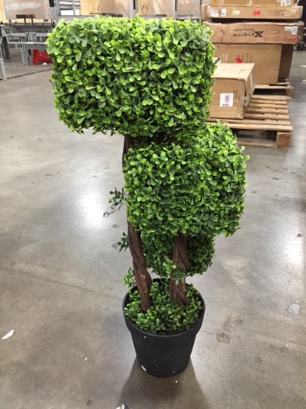 Photo 2 of Artificial Square Shape Boxwood Topiary Tree Fake Plant for Home Indoor and Outdoor Decoration (Type 1) (Shape 1) Shape 1
