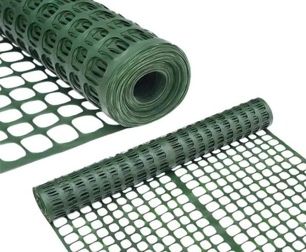 Photo 1 of 4 ft. H x 100 ft. L Recyclable Plastic Garden Fence Safety Netting Barrier, Dark Green
