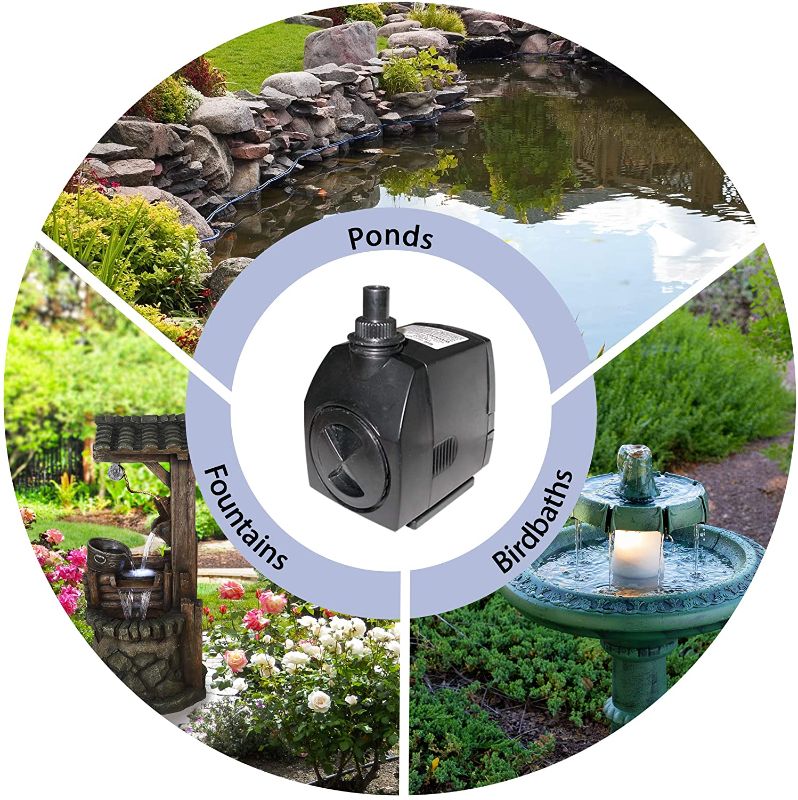 Photo 1 of Alpine Corporation PAD400 Stream Pump Outdoor Decor Accessory-for Large Fountains and Bird Baths, 5-Inch, Black
