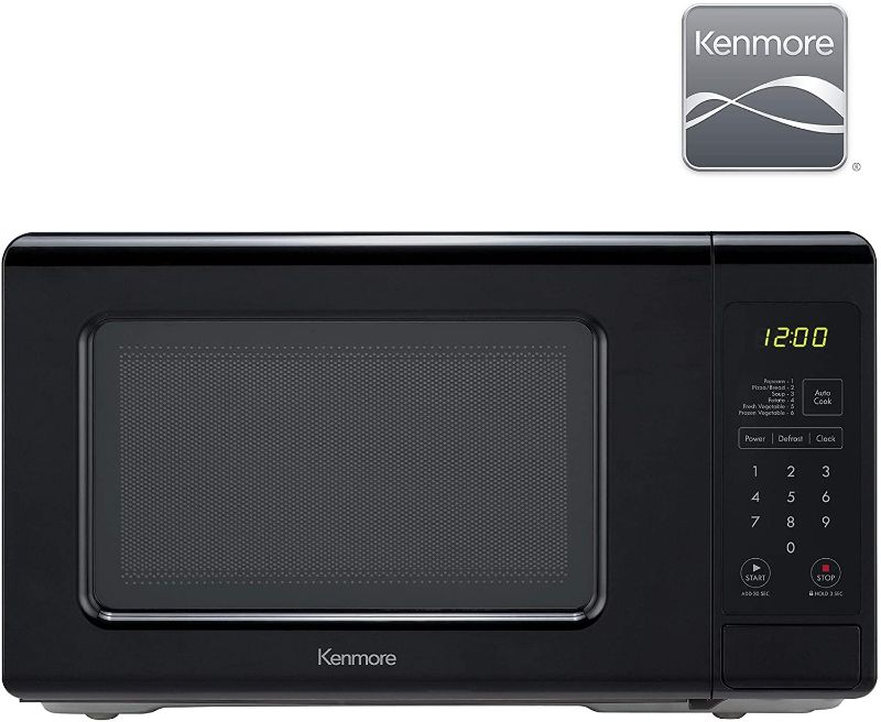 Photo 1 of Kenmore 70729 0.7 cu. ft Compact 700 Watts 10 Power Settings, 6 Heating Presets, Removable Turntable, ADA Compliant Small Countertop Microwave, Black
