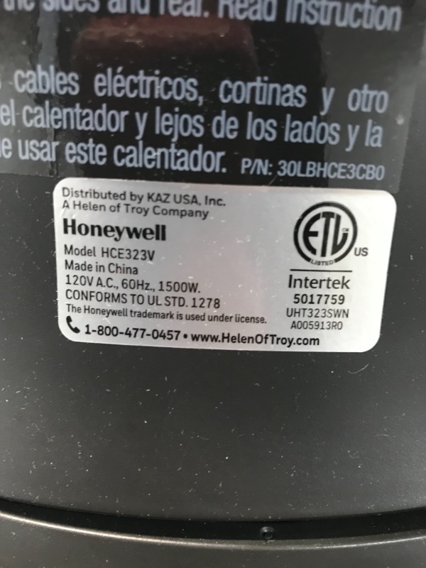Photo 1 of Honeywell  Digital Ceramic Tower Heater, 1500 Watt, Black – Oscillating Ceramic Heater – Space Heater with Two Heat Settings
