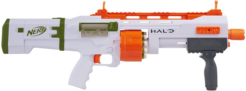 Photo 1 of NERF Halo Bulldog SG Dart Blaster -- Pump-Action, Rotating 10-Dart Drum, Tactical Rails, 10 Official Elite Darts, Skin Unlock Code
