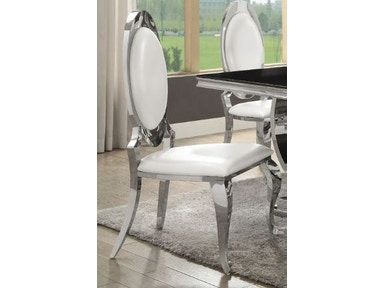 Photo 1 of ***box  2 of  2**** 107872 Set of 2 Antoine chrome metal finish frame and pearlized cream leatherette side chair
incomplete 