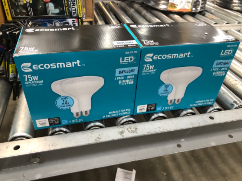 Photo 2 of 2pck-EcoSmart 75-Watt Equivalent BR40 Dimmable ENERGY STAR LED Light Bulb Daylight 5000K (2-Pack)
