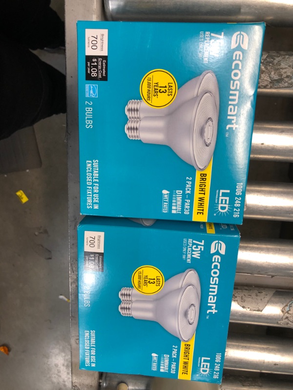 Photo 2 of 2pck-EcoSmart 75-Watt Equivalent PAR30 Dimmable Flood LED Light Bulb Bright White (2-Pack)