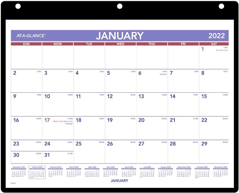 Photo 1 of 2pck-2022 Wall & Desk Calendar by AT-A-GLANCE, 11" x 8", Small, with Clear Cover and Vinyl Holder (SK800)
