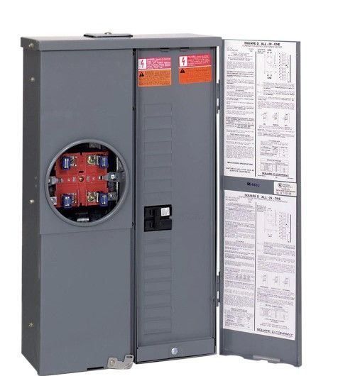 Photo 1 of Homeline 125 Amp 16-Space 24-Circuit Outdoor Ring-Type Overhead/Underground Surface Mount Main Breaker CSED
