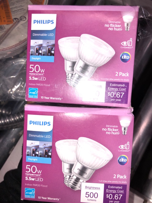 Photo 2 of 2pck-50-Watt Equivalent PAR20 Dimmable LED Flood Light Bulb Daylight (2-Pack)
