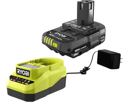 Photo 1 of RYOBI ONE+ 18V Lithium-Ion 2.0 Ah Compact Battery and Charger Starter Kit