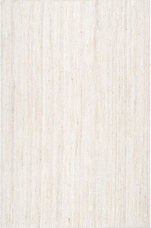 Photo 1 of ***DIRTY*** nuLOOM Rigo Hand Woven Farmhouse Jute Area Rug, 8 ft' x 10 ft', Off-white
