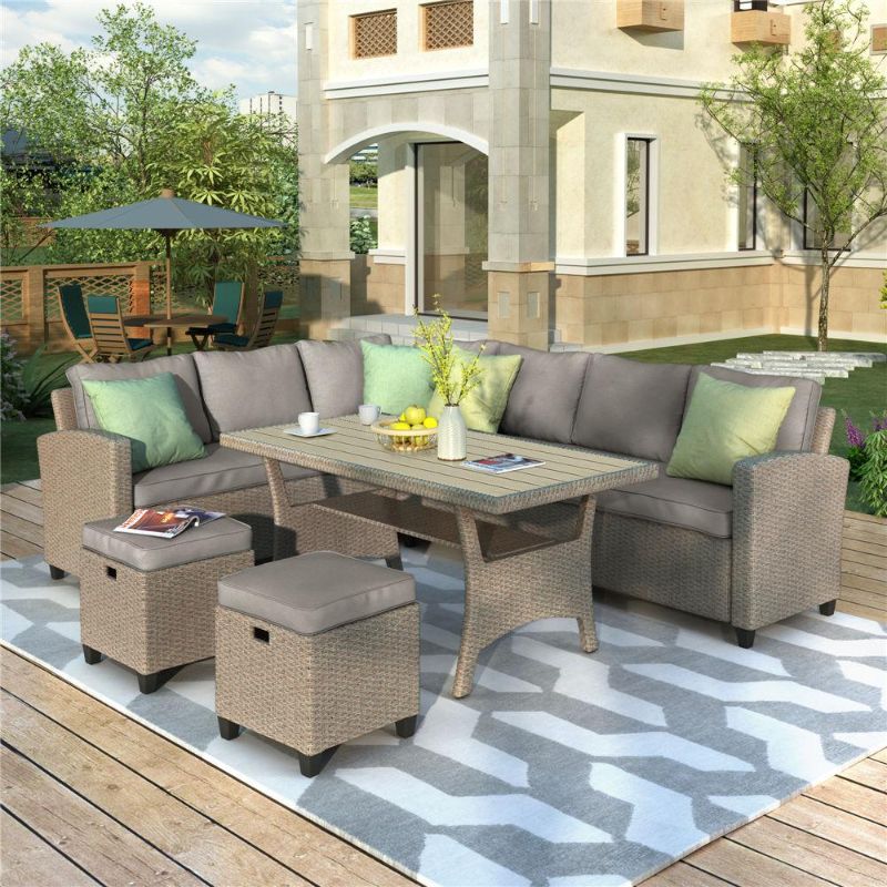 Photo 1 of 5 PIECE OUTDOOR CONVERSATION SET ALL WEATHER WICKER SECTIONAL SOFA
***BOX 1 OF 3***, **INCOMPLETE**
