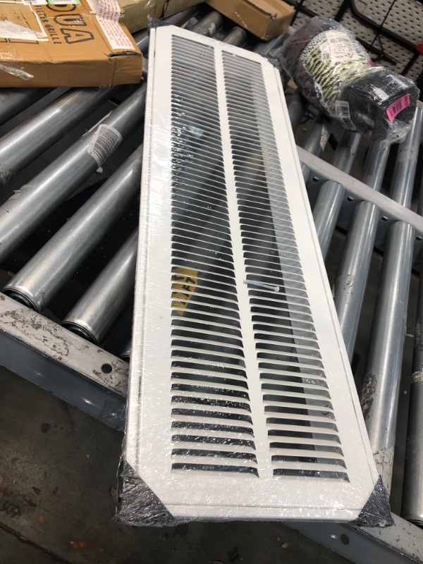 Photo 2 of 8" X 32" Steel Return Air Grille | HVAC Vent Cover Grill for Sidewall and Ceiling, White | Outer Dimensions:  8x32 Duct Opening
