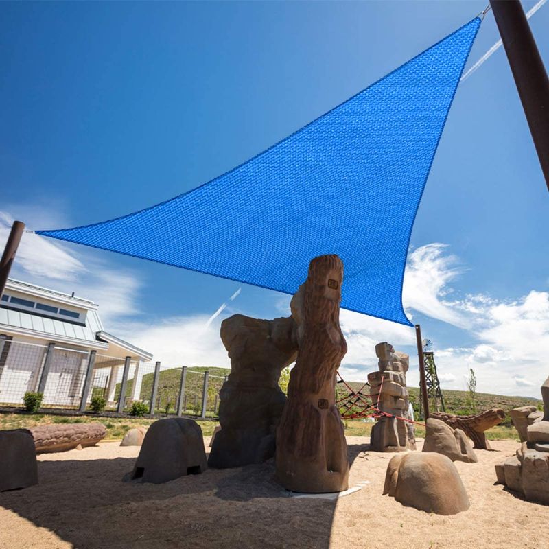Photo 1 of 12' x 12' x 12' Blue Sun Shade Sail Triangle Canopy, 95% UV Blockage Awning Shelter Fabric Cloth Screen for Patio Outdoor Backyard - Heavy Duty Commercial Grade 