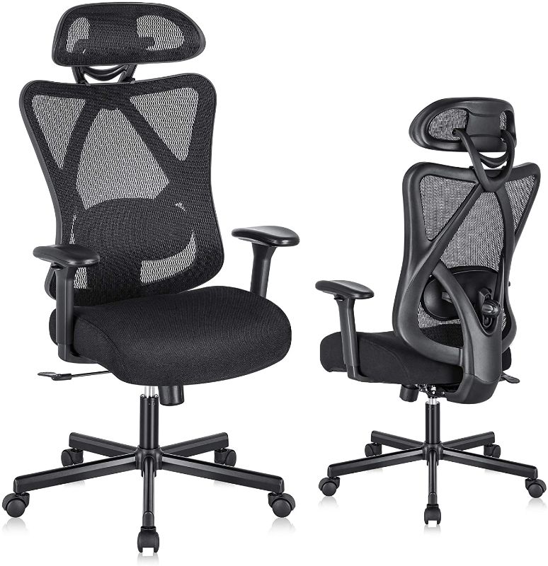 Photo 1 of ***PARTS ONLY*** SUNNOW Ergonomic Office Chair, Mesh Computer Chair with Adjustable Lumbar Support & Thick Seat Cushion, Adjustable Headrest & Armrest, 135°Reclining, Swivel Executive Task Chair for Office, Work
