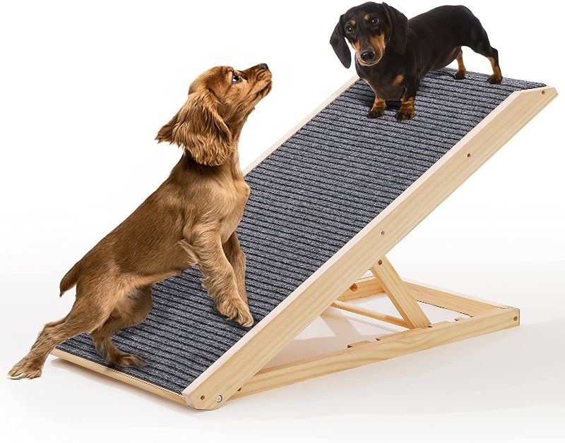 Photo 1 of AUSAIL PET RAMP FOR ALL DOG, Adjustable Portable Nonslip Wooden Pet Ramp, Folding Pet Ramp with Wider Platform for Small / Large Dogs & Cats , Suit for Indoor Outdoor Bed Couch Car Use