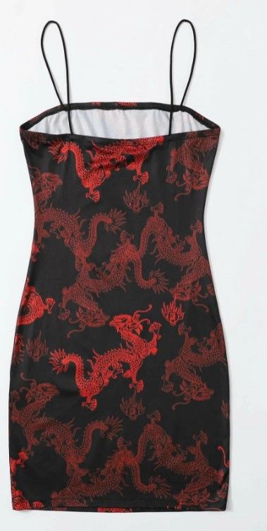 Photo 1 of Dragon Print Bodycon Cami Dress, XL
