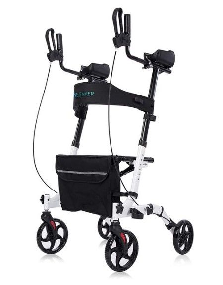 Photo 1 of **INCOMPLETE**
ELENKER Upright Walker, Stand Up Folding Rollator Walker Back Erect Rolling Mobility Walking Aid with Seat, Padded Armrests for Seniors and Adults, White
