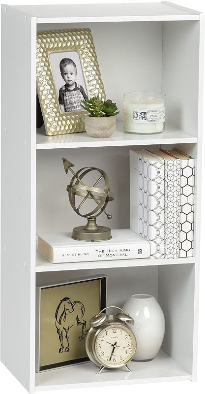 Photo 1 of **DAMAGED**
IRIS USA 3 Tier Cube Bookshelf Storage Cubby Shelf, Bookcase, White
