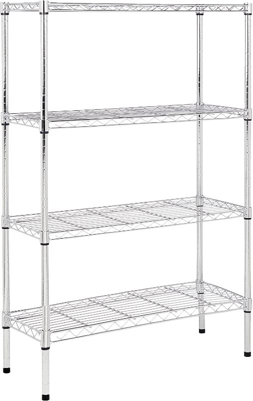 Photo 1 of 
Amazon Basics 4-Shelf Adjustable, Heavy Duty Storage Shelving Unit (350 lbs loading capacity per shelf), Steel Organizer Wire Rack, Chrome (36L x 14W x 54H)
