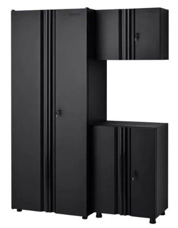 Photo 1 of 3-Piece Regular Duty Welded Steel Garage Storage System in Black (54 in. W x 75 in. H x 19 in. D)
