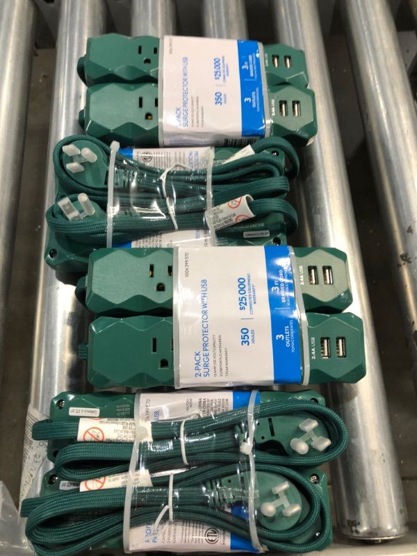 Photo 1 of 3-Outlets 2 USB Green Surge (8-Pack)
