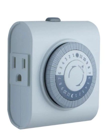 Photo 1 of 15 Amp 24-Hour Indoor Plug-In Heavy-Duty Mechanical Timer with 2-Grounded Outlets, White 3 pack 
