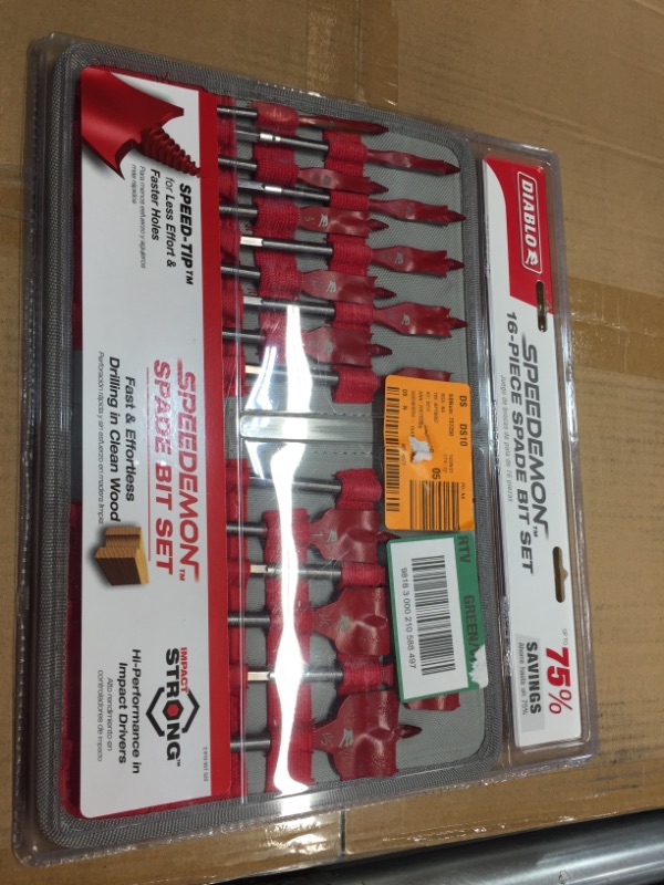 Photo 2 of 16-Piece SPEEDemon High Speed Steel Spade Bit Set with Pouch
