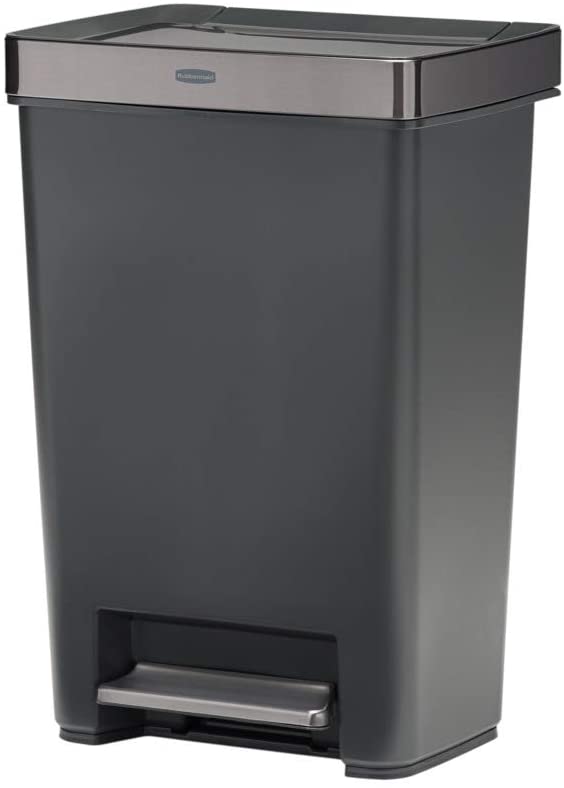 Photo 1 of Rubbermaid Premier Series IV Step-On Trash Can for Home and Kitchen, with Stainless Steel Lid, 12.4 Gallon, Charcoal
