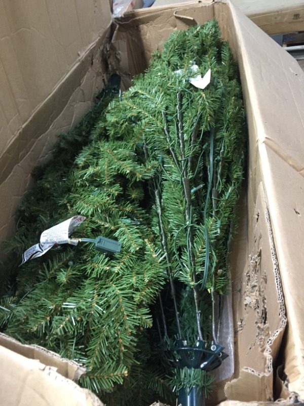 Photo 3 of **PARTS ONLY, INCOMPLETE**
National Tree Company Pre-Lit Artificial Slim Christmas Tree, Green, Dunhill Fir, White Lights, Includes Stand, 12 Feet
