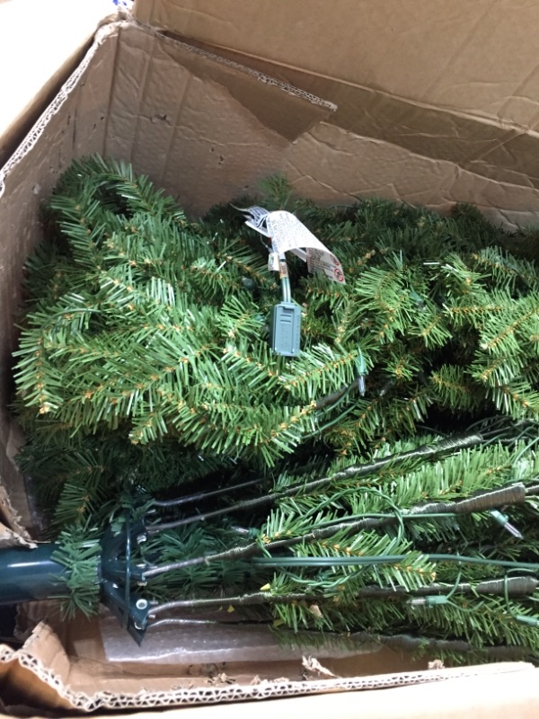 Photo 4 of **PARTS ONLY, INCOMPLETE**
National Tree Company Pre-Lit Artificial Slim Christmas Tree, Green, Dunhill Fir, White Lights, Includes Stand, 12 Feet
