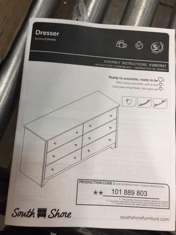 Photo 2 of **SLIGHTLY DIFFERENT FROM STOCK PHOTO**
South Shore Step One 6-Drawer Double Dresser, Pure Black 