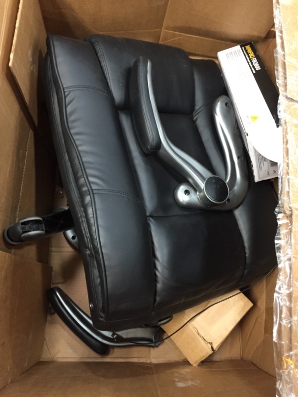 Photo 3 of **parts only *** Flip Armrest Bonded Leather High-Back Chair, Black/Silver
