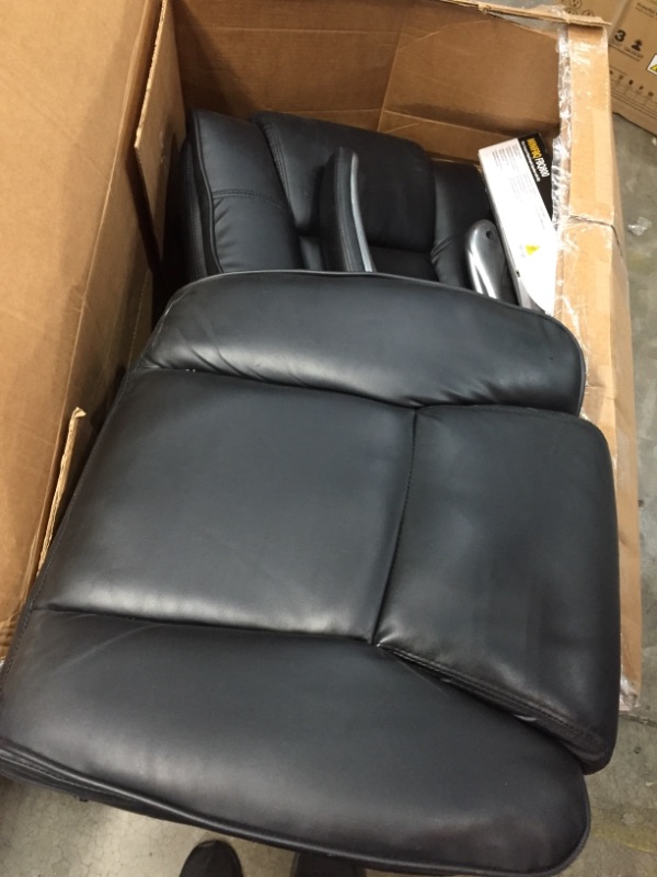 Photo 2 of **parts only *** Flip Armrest Bonded Leather High-Back Chair, Black/Silver
