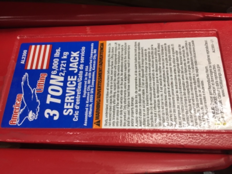 Photo 2 of **INCOMPLETE**
American Lifting AL2300 Floor Jack 3 Ton - Professional Heavy Duty Hydraulic Car Truck SUV Service Jack, Red
