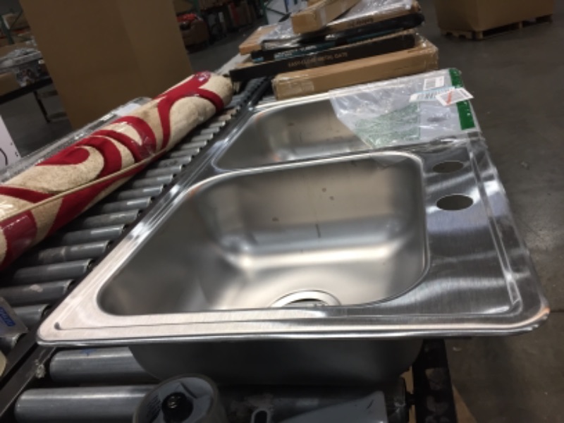 Photo 2 of **SLIGHTLY DIFFERENT FROM STOCK PHOTO**
 Double Basin Stainless Steel Kitchen Sink for Drop In Installations with Four Faucet Holes 