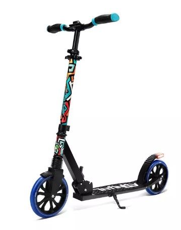 Photo 1 of **DAMAGED**
SereneLife SLTS24 Foldable Kick Scooter with 2 Big Wheels for Adults and Kids with Adjustable Grip Handlebars and Anti Slip Rubber Deck, Graffiti
