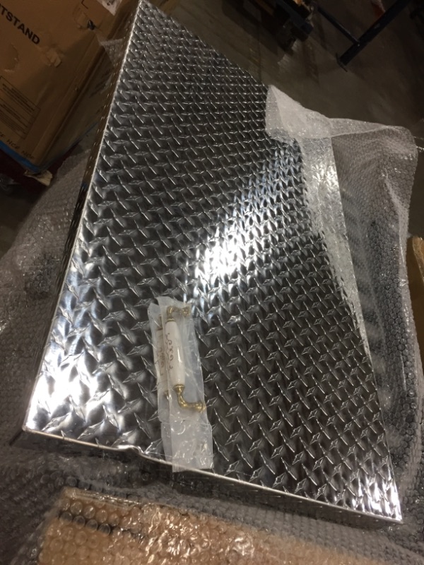 Photo 2 of **DAMAGED**\
Griddle Cover 36" works for Blackstone Griddle 36 inch Waterproof Diamond Plated Lightweight Aluminum Hard Top Grill Lid with Stainless Steel Handle for Outdoor BBQ Hood Black Stone Grille Accessories
