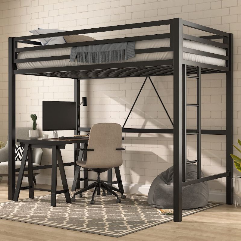 Photo 1 of **INCOMPLETE HARDWARE, BOX 2 OF 2 ONLY, BOX1 OF 2 MISSING**SIMILAR TO STOCK PHOTO**
IMUsee Loft Bed Frame for Juniors&Adults, Metal Loft Bed Twin Size with Safety Guardrail&Removable Ladder, Space-Saving, Noise Free, Matte Black

