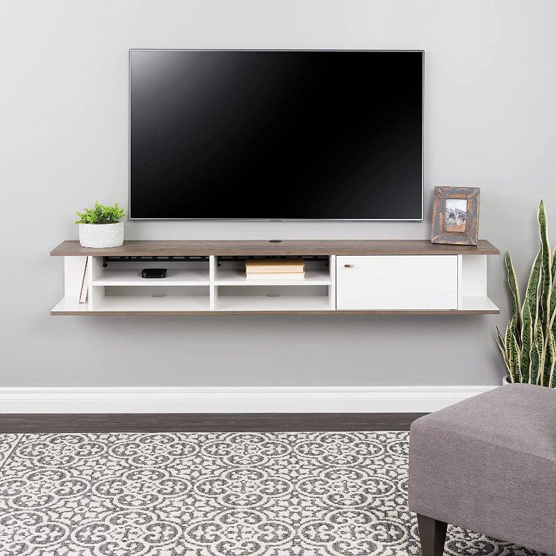 Photo 1 of **MISSING COMPONENTS**
Prepac Wall Mounted Media Console with Door, 70", White
