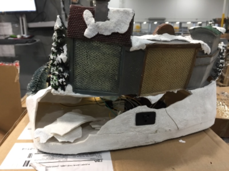 Photo 3 of **BROKEN IN THE BACK BUT IT FUNCTIONS**
Allgala Crafted Polyresin Christmas House Collectable Figurine with USB and Battery Dual Power Source-Tree and Shops-XH93426
