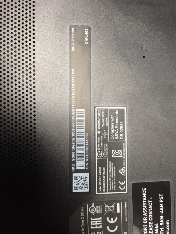 Photo 3 of PARTS ONLY
DEVICE RECEIVES POWER BUT DOES NOT TURN ON
** NOT FUNCTIONAL NEEDS PROFESSIONAL REPAIR**
MSI GS Series GS66 Stealth 10SF-683 15.6" 240 Hz Intel Core i7 10th Gen 10750H 
