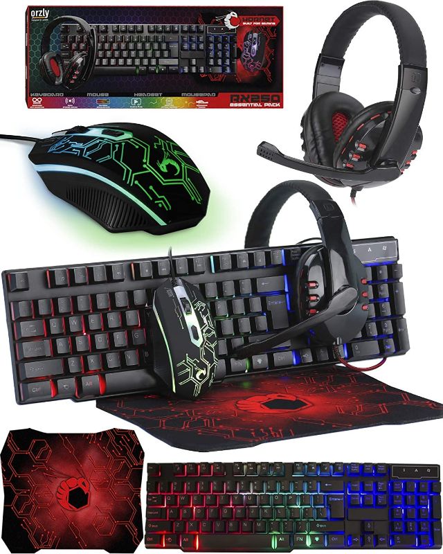 Photo 1 of Gaming Keyboard and Mouse and Mouse pad and Gaming Headset, Wired LED RGB Backlight Bundle for PC Gamers and Xbox and PS4 Users - 4 in 1 Edition Hornet RX-250
