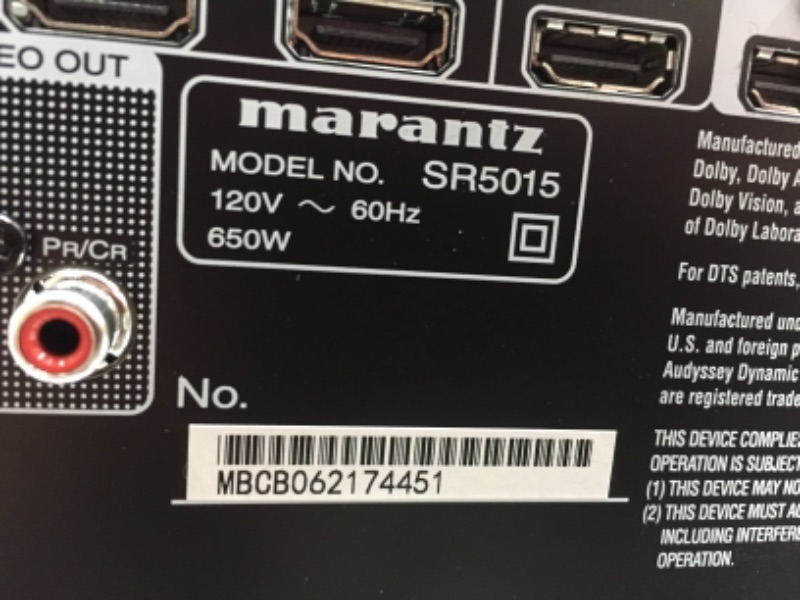 Photo 2 of TESTED WORKS**
Marantz 8K Ultra HD AV Receiver SR5015-7.2 Channel (2020 Model) - Dolby Virtual Height Elevation with Built-in HEOS and Amazon Alexa Compatibility - Bluetooth Wireless Streaming & Home Automation
