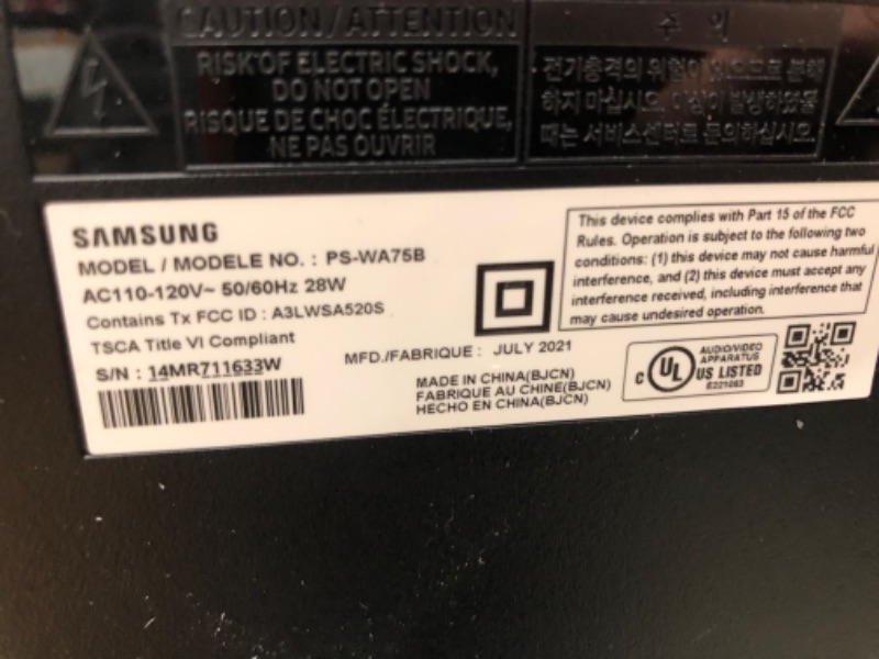 Photo 3 of MISSING COMPONENTS**
Samsung | HW-Q700A | 3.1.2ch | Soundbar | w/Dolby Atmos/DTS:X | 2021 with Samsung | SWA-9500S| Rear Speaker Kit | Wireless Dolby Atmos/DTS:X | 2021
