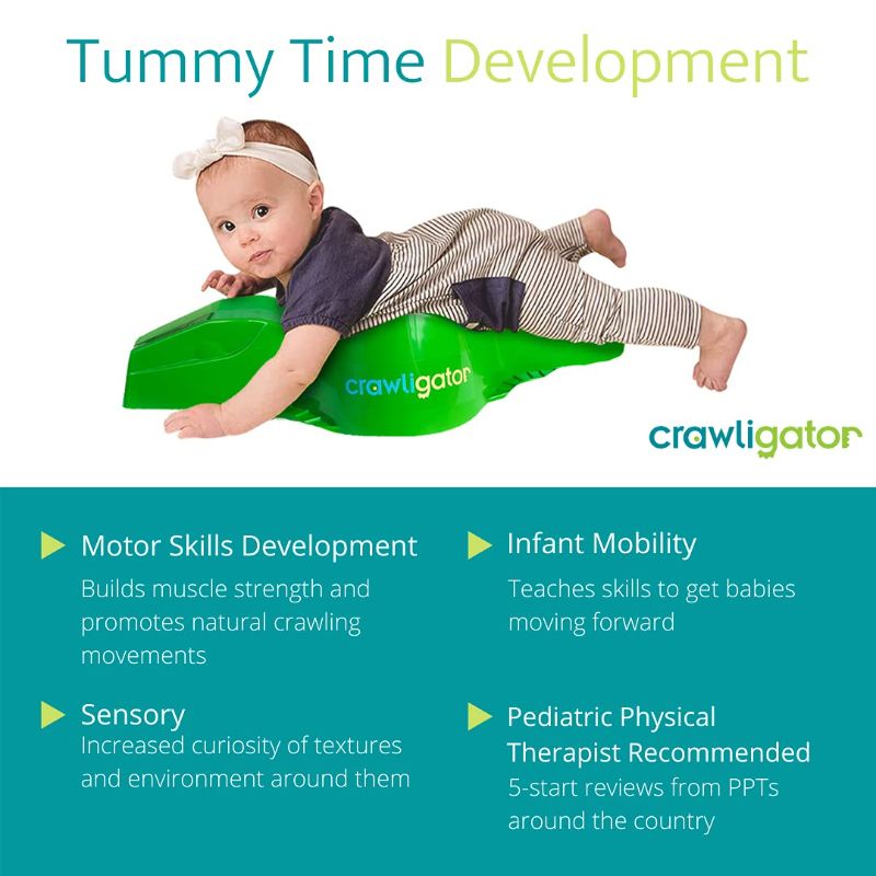 Photo 1 of Crawligator Tummy Time Toy | Perfect for Crawling | Baby Rolling Toy | with Comfort Pad | Built-in Rollers | Provides Mobility | for Infants 4-12 Months Old | Light in Weight and Fun (Green)