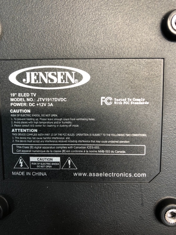 Photo 1 of ASA Jensen JTV1917DVDC 19" Inch LCD TV with Built-In DVD Player
//tested power ON 