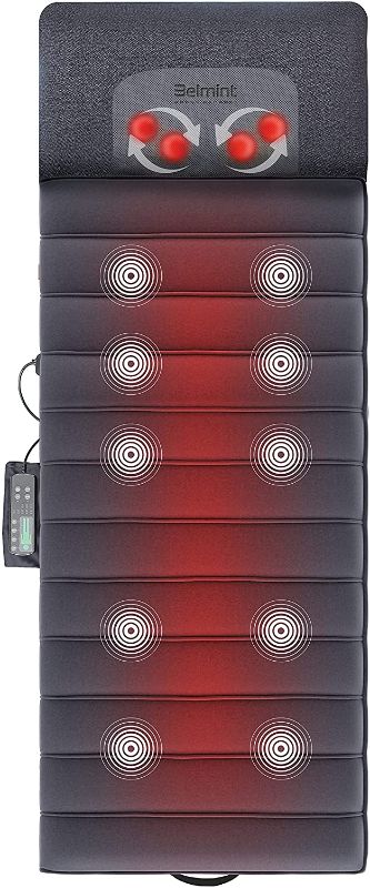 Photo 1 of Belmint Massage Mat - Full Body Vibration Massager Pad for Bed with Rotating Shiatsu Neck Massage Pillow - 10 Vibrating Motors, 4 Warming Heating Spots - Neck, Shoulder Back Massager
//unable to test 