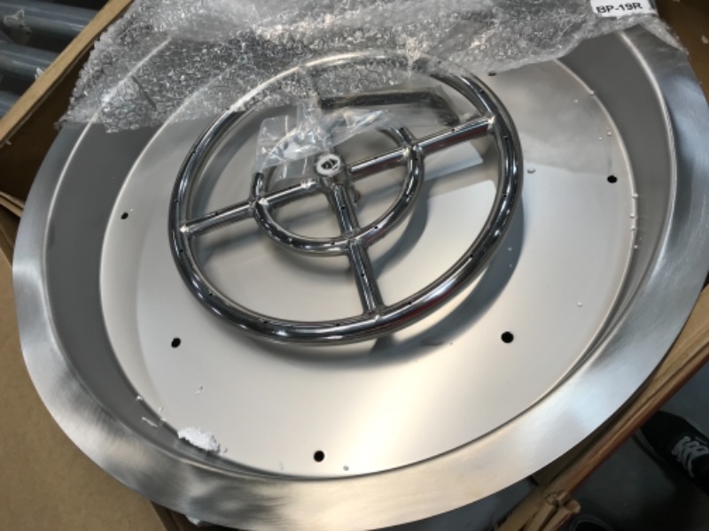 Photo 2 of 19" Stainless Steel Round Drop-In Fire Pit Pan w/ 12" Burner